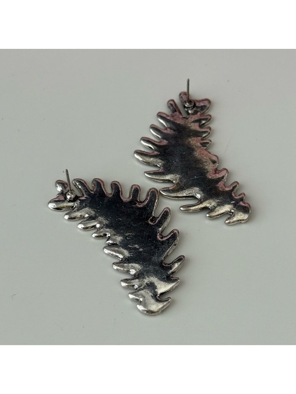 Silver Leaf Earrings - Picture 3 of 4